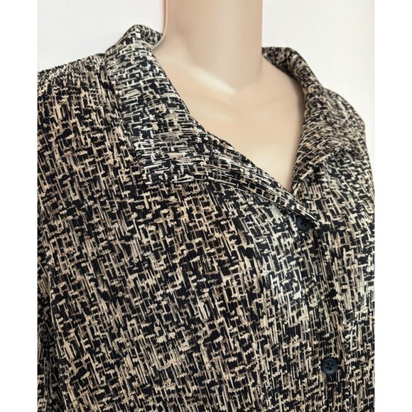 Coldwater Creek Womens XXL Black & Beige Abstract Button-Front Blouse 3/4 Sleeve - Picture 5 of 7